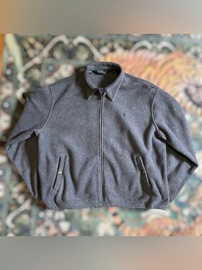 Vintage 90s Polo Ralph Lauren Fleece Polartec Harrington Jacket Zip Up Gray XXL